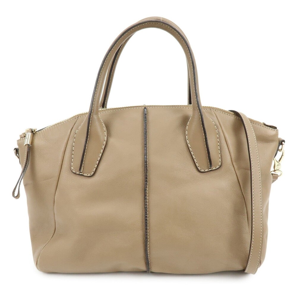 Tod's D-Styling Bauletto Leather Handbag Beige